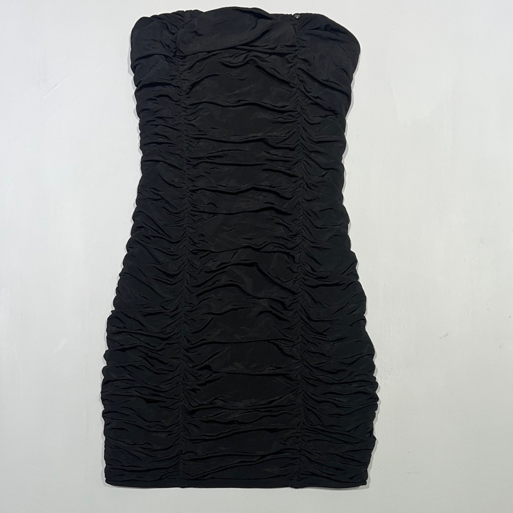 Guess  Black Ruched Strapless Dress